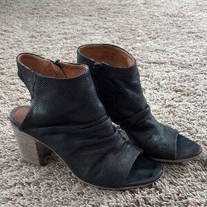 Miz Mooz Black Perforated Heeled Boots